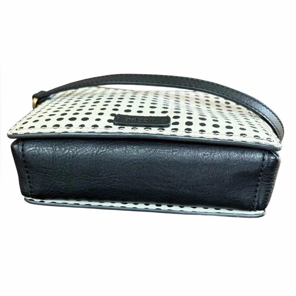Fossil Black and White Woman’s Campbell Polka Dot Crossbody Bag